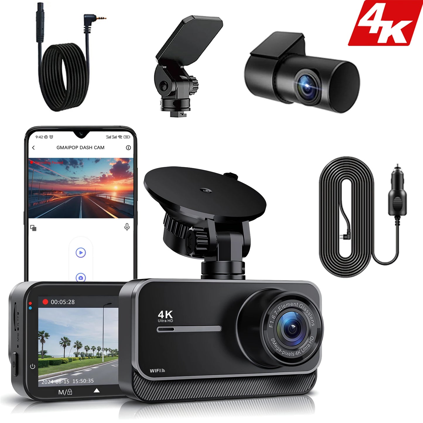 Dashcam 4K Vorne Hinten mit GPS und Parküberwachung — ConnectDrive D4