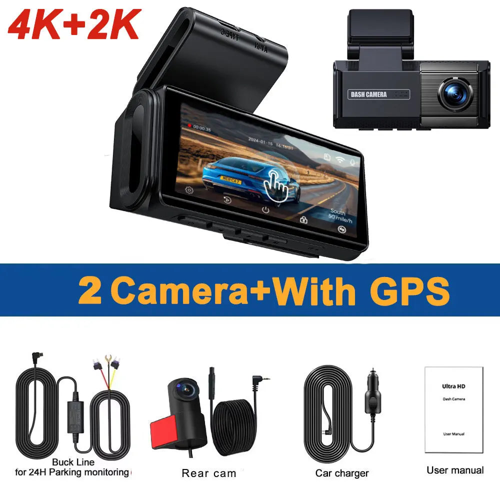 Dashcam 4K + 2K mit ADAS und GPS — ConnectDrive D4 Pro