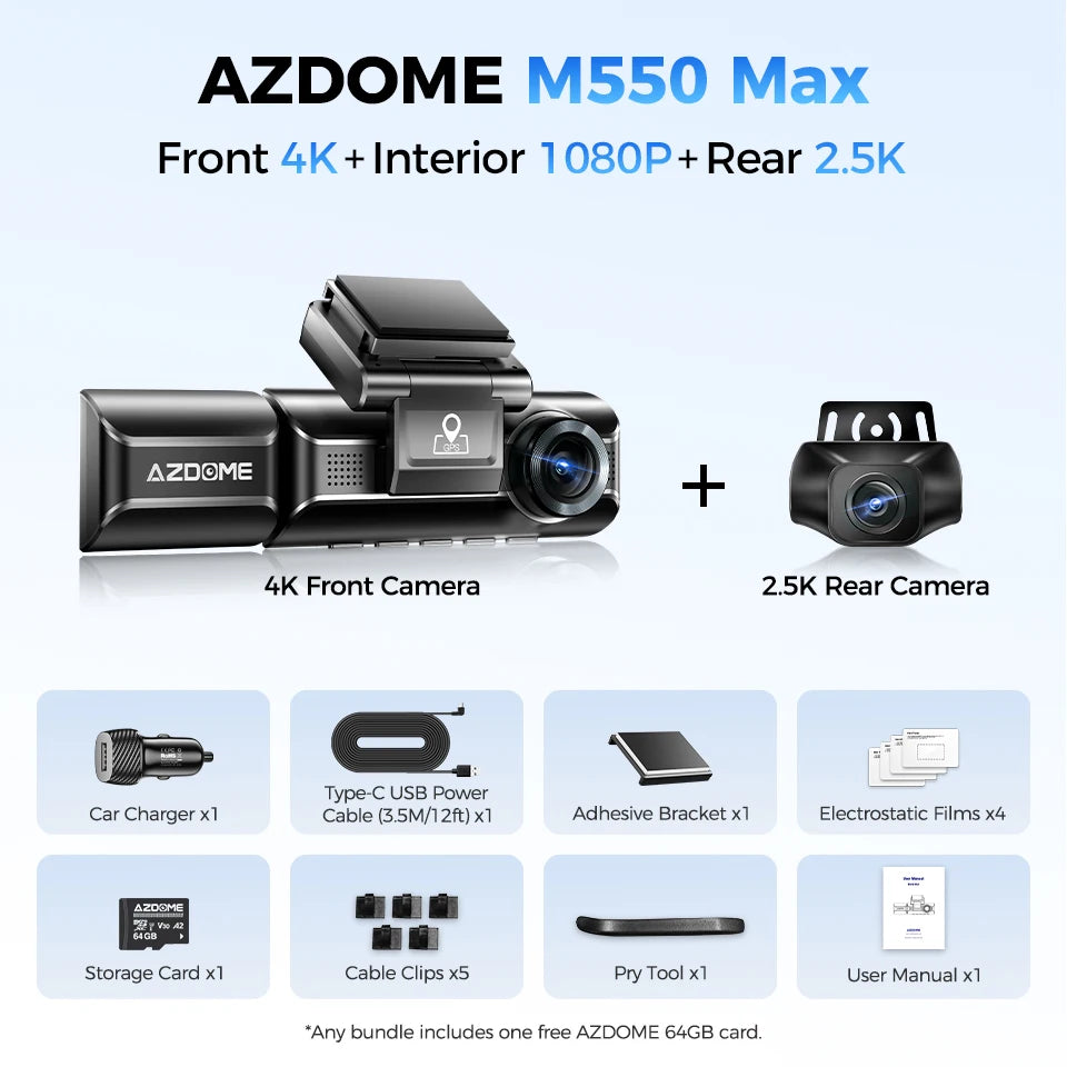 Dashcam 4K + 2K Dual mit GPS und bis zu 256 GB Speicher — ConnectDrive M550