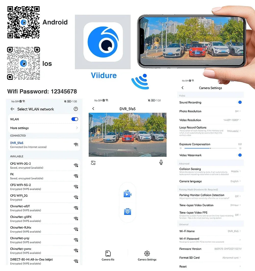 ConnectDrive 360°-Dashcam 4K 4-Kanal mit GPS — Front, Heck, Links und Rechts