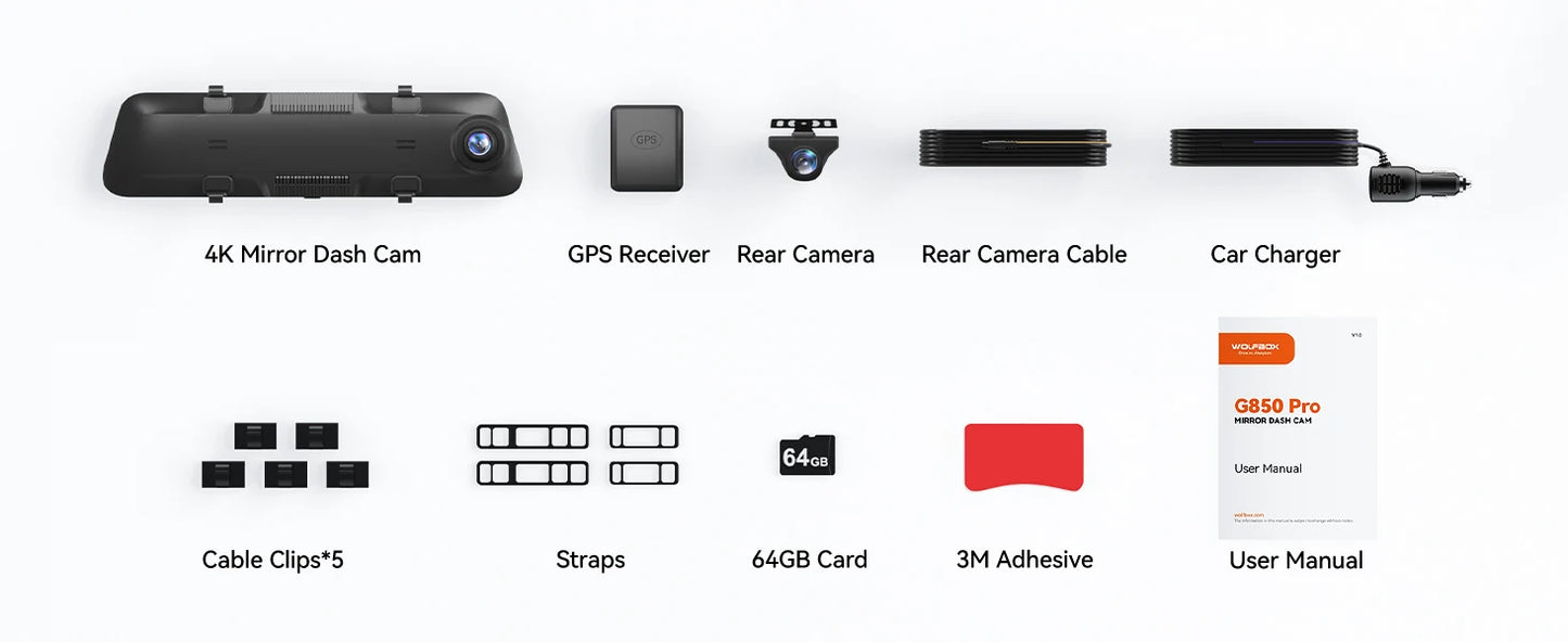 ConnectDrive Spiegel Dashcam 4K mit ADAS und BSD — 12 Zoll, 5,8-GHz-WLAN, GPS