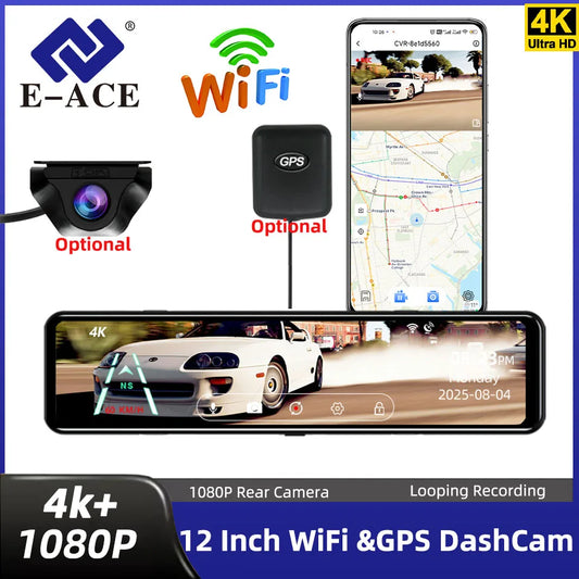 ConnectDrive Spiegel Dashcam 4K GPS — 12 Zoll, Dual-Kamera 6 m oder 10 m