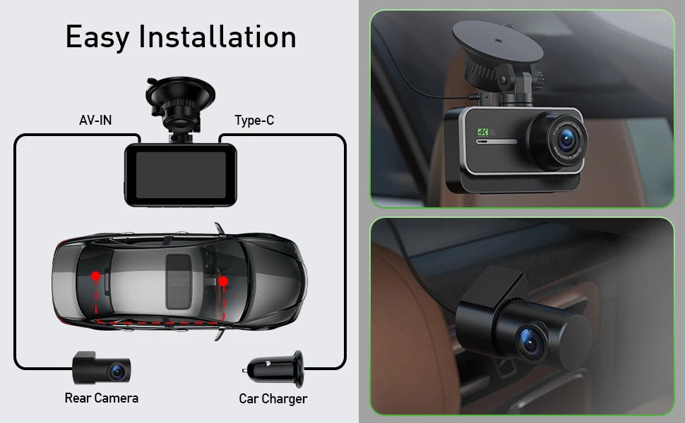 Dashcam 4K Vorne Hinten mit GPS und Parküberwachung — ConnectDrive D4
