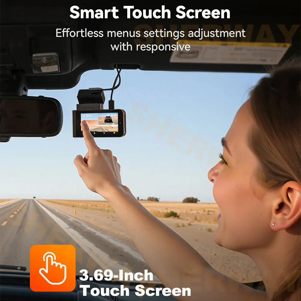 Dashcam 4K + 2K mit 4-Zoll-Touchscreen GPS WiFi — ConnectDrive D4 Touch