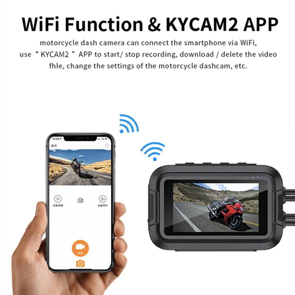 ConnectDrive Motorrad Dashcam Dual 1080P — WiFi, optional GPS, wasserdicht