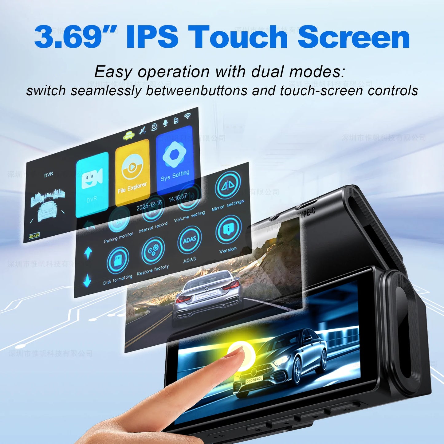 Dashcam 4K + 2K mit ADAS und GPS — ConnectDrive D4 Pro