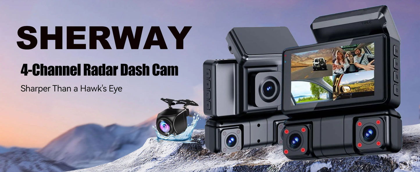 ConnectDrive 360°-Dashcam 4K 4-Kanal mit GPS — Front, Heck, Links und Rechts