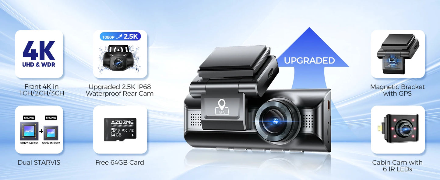 Dashcam 4K + 2K Dual mit GPS und bis zu 256 GB Speicher — ConnectDrive M550