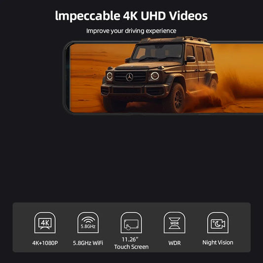 ConnectDrive Spiegel Dashcam 4K GPS — 12 Zoll, Dual-Kamera 6 m oder 10 m