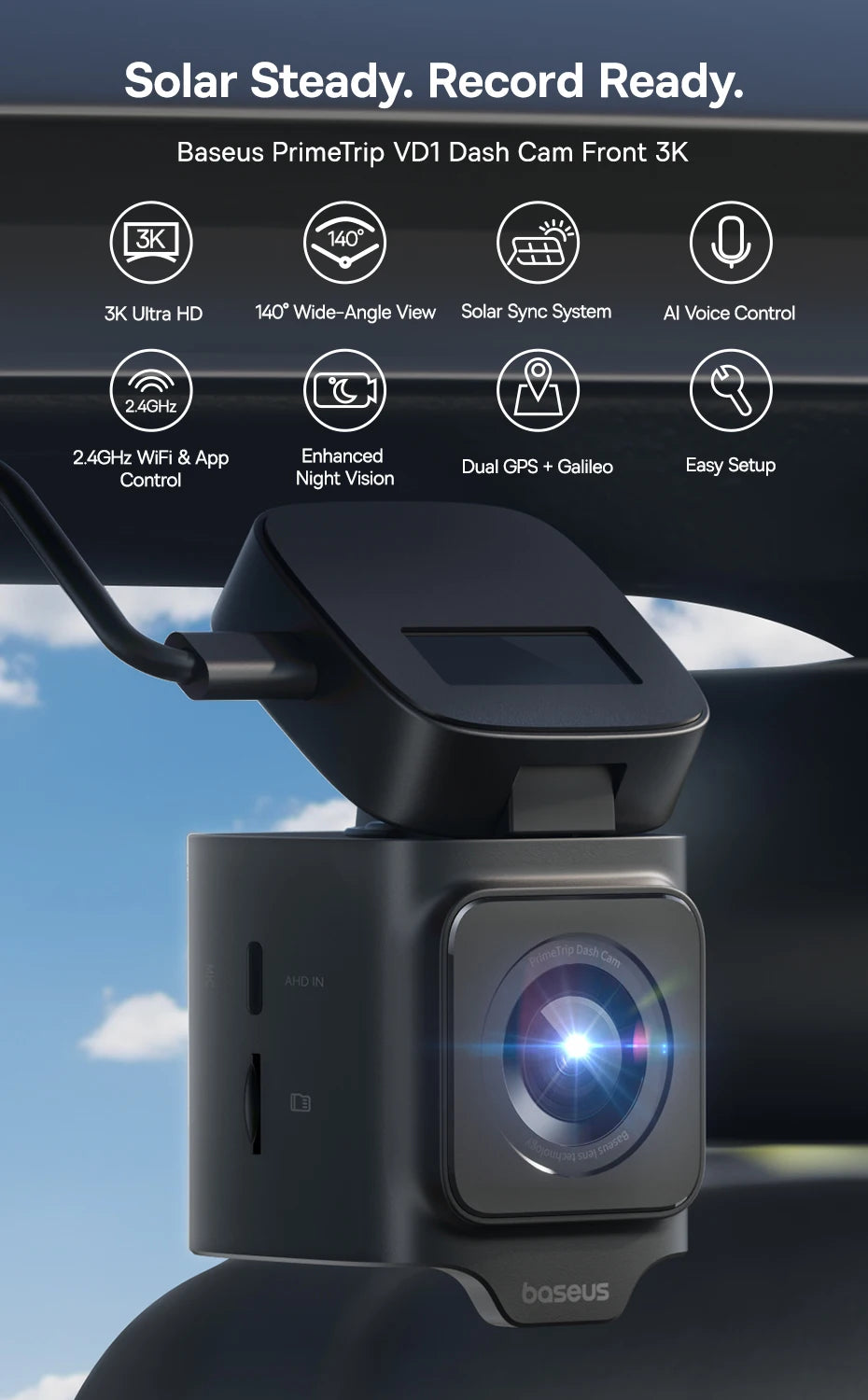 Dashcam 3K mit Superkondensator und GPS Galileo — ConnectDrive D4 Premium