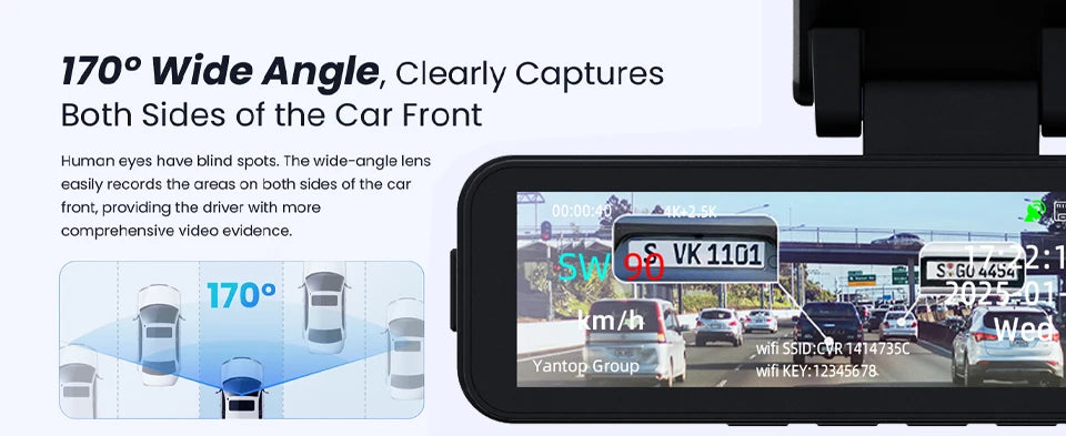 Dashcam 4K UHD + 2,5K Rückkamera mit GPS und WiFi — ConnectDrive D4 Drive