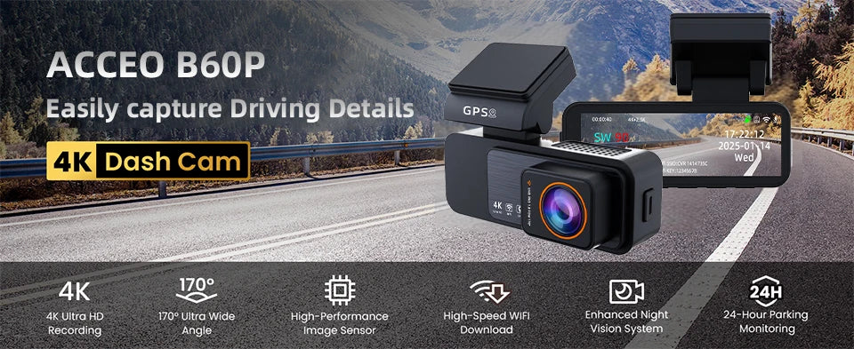 Dashcam 4K UHD + 2,5K Rückkamera mit GPS und WiFi — ConnectDrive D4 Drive
