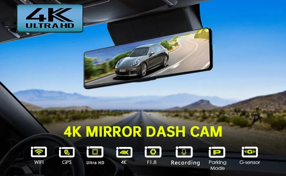 ConnectDrive Spiegel Dashcam 4K — 11,26 Zoll, Dual-Kamera, GPS und WLAN