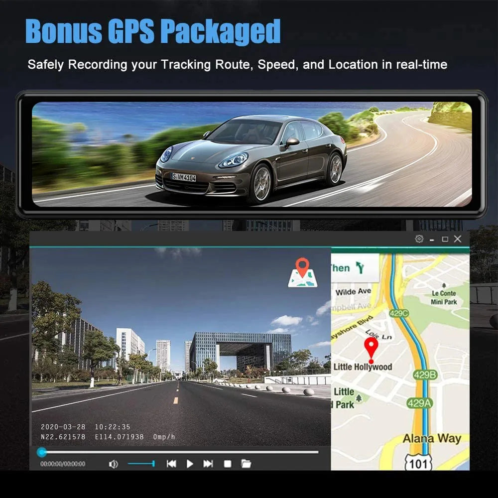 ConnectDrive Spiegel Dashcam 4K — 11,26 Zoll, Dual-Kamera, GPS und WLAN