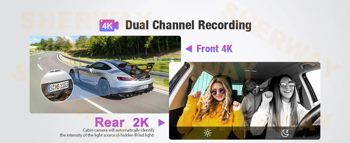 Dashcam 4K + 2K mit 4-Zoll-Touchscreen GPS WiFi — ConnectDrive D4 Touch