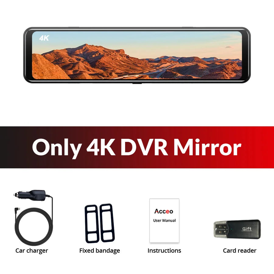 ConnectDrive Spiegel Dashcam 4K GPS — 12 Zoll, Dual-Kamera 6 m oder 10 m