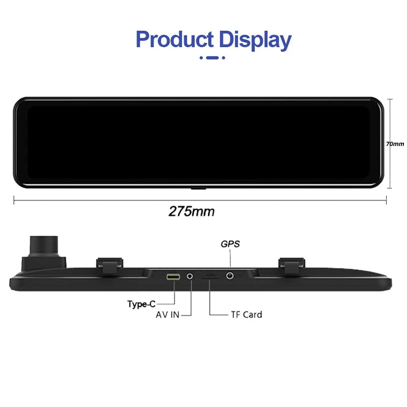 ConnectDrive Spiegel Dashcam 4K GPS — 12 Zoll, Dual-Kamera 6 m oder 10 m