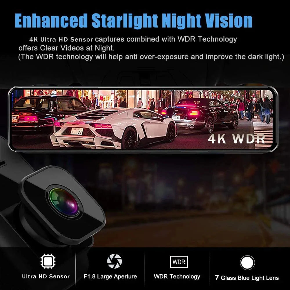 ConnectDrive Spiegel Dashcam 4K — 11,26 Zoll, Dual-Kamera, GPS und WLAN