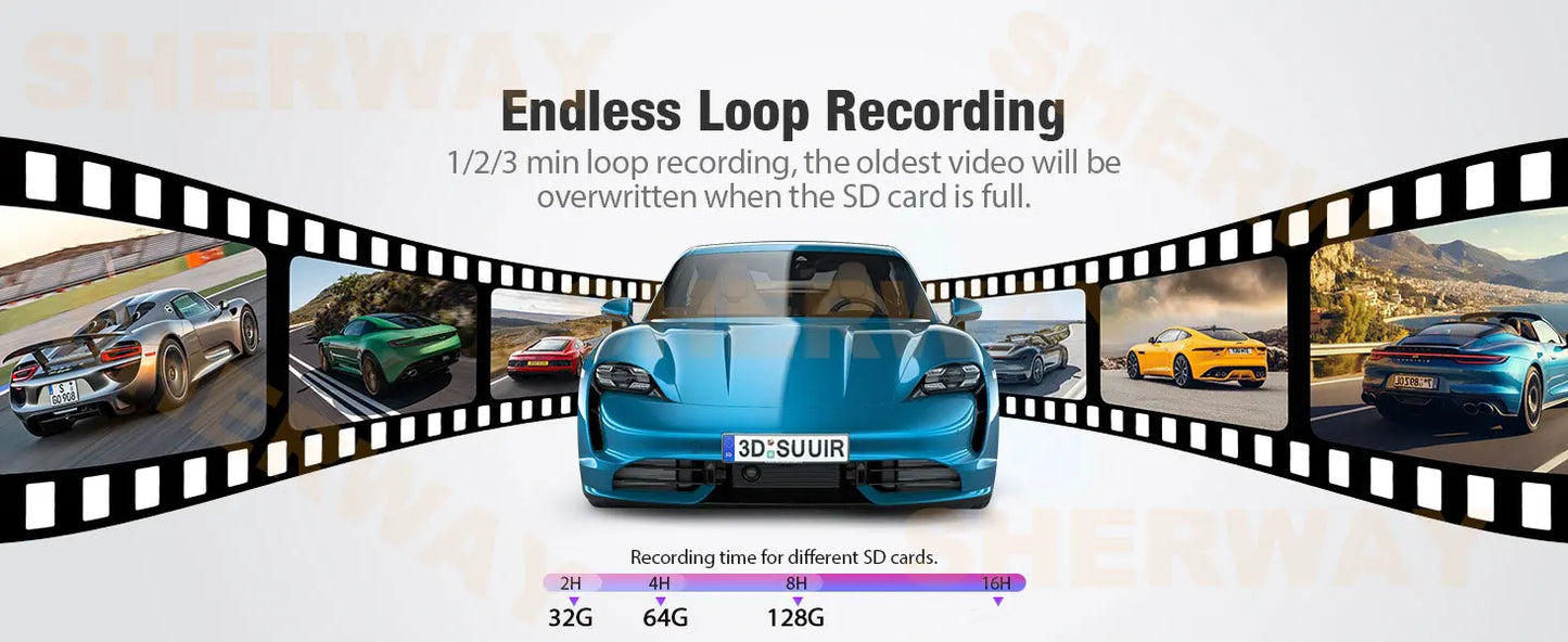 Dashcam 4K + 2K mit 4-Zoll-Touchscreen GPS WiFi — ConnectDrive D4 Touch