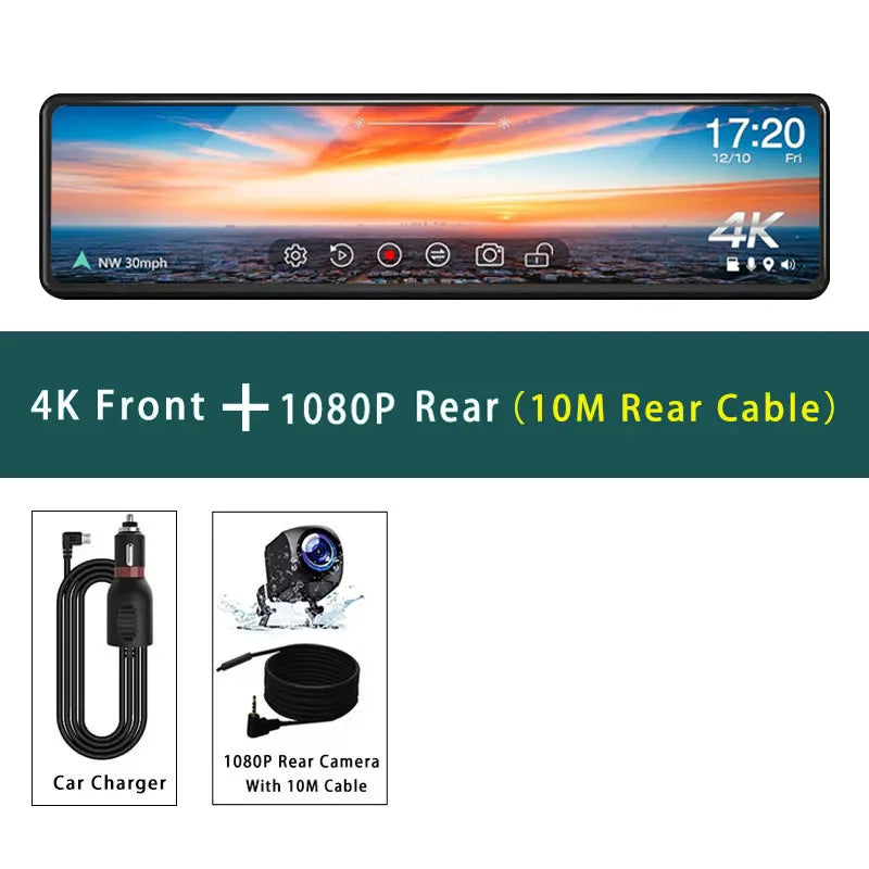 ConnectDrive Spiegel Dashcam 4K — 11,26 Zoll, Dual-Kamera, GPS und WLAN