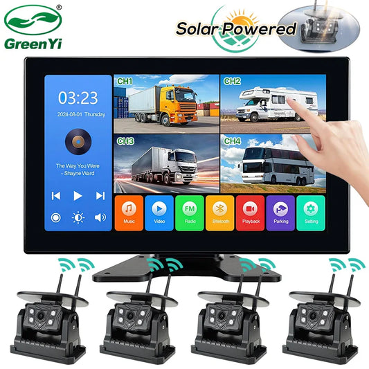 ConnectDrive LKW-Dashcam 4-Kanal kabellos — Solar-Magnetkameras, 10,1"-Monitor