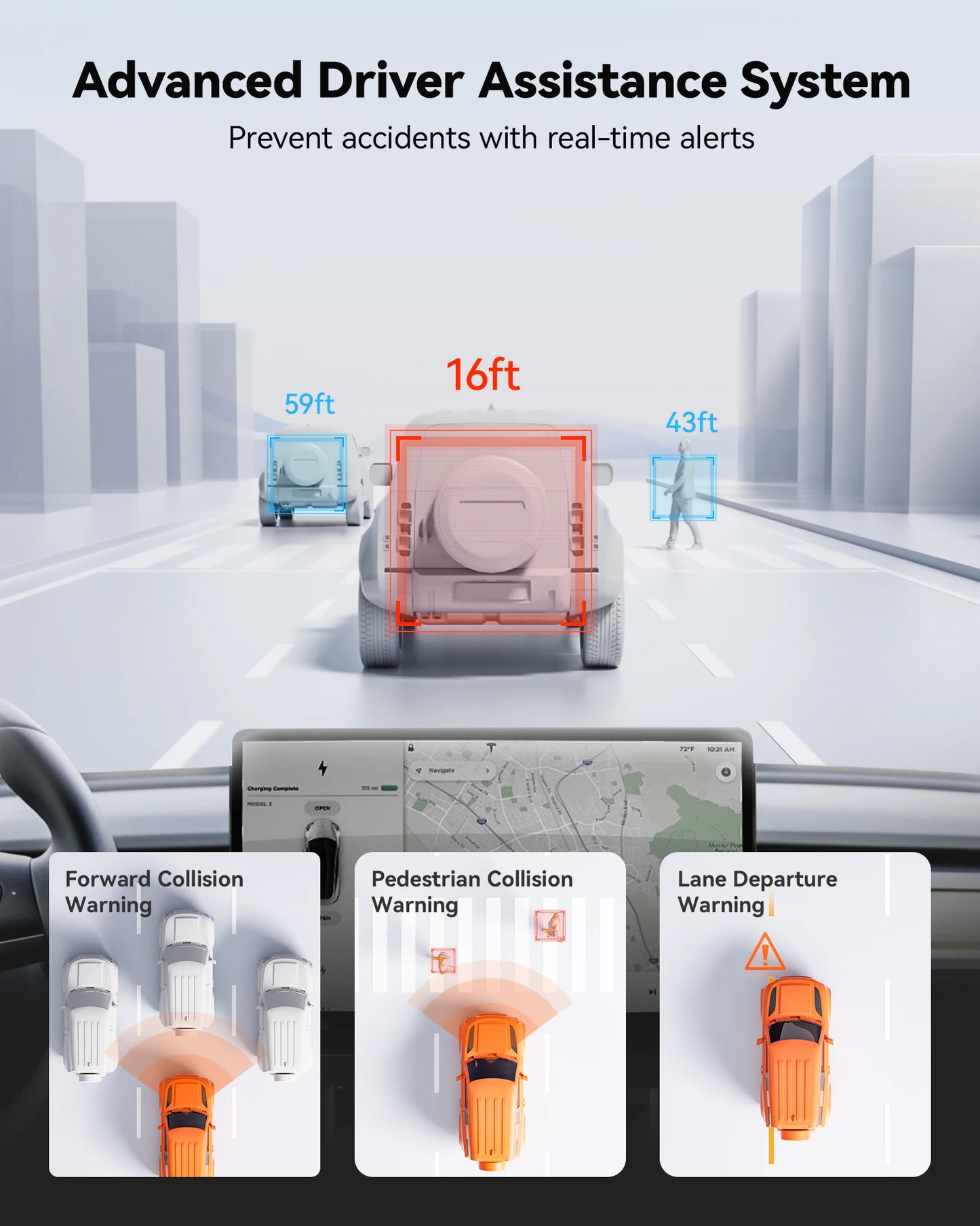 ConnectDrive Spiegel Dashcam 4K mit ADAS und BSD — 12 Zoll, 5,8-GHz-WLAN, GPS