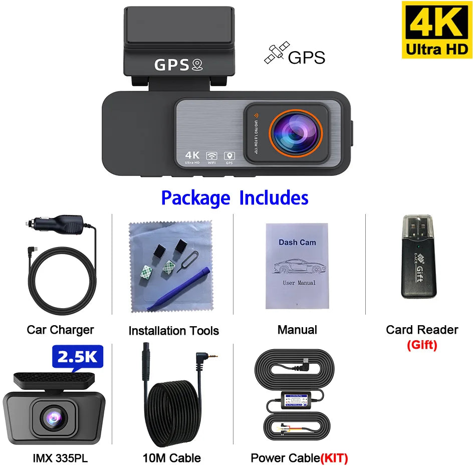 Dashcam 4K UHD + 2,5K Rückkamera mit GPS und WiFi — ConnectDrive D4 Drive