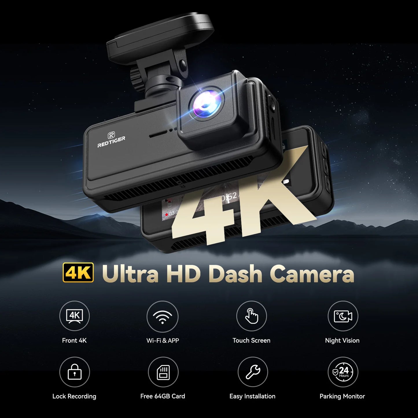 Dashcam 4K mit 5,8 GHz WiFi und Touchscreen GPS — ConnectDrive D4 Swift