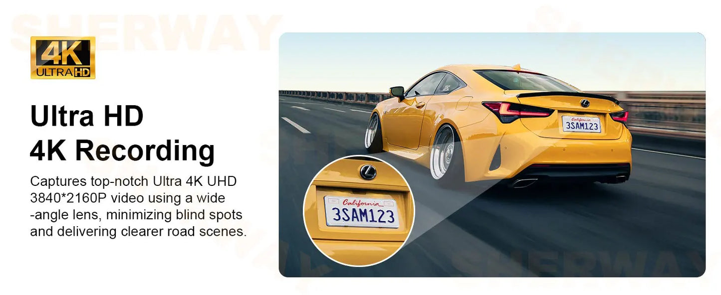 Dashcam 4K + 2K mit 4-Zoll-Touchscreen GPS WiFi — ConnectDrive D4 Touch