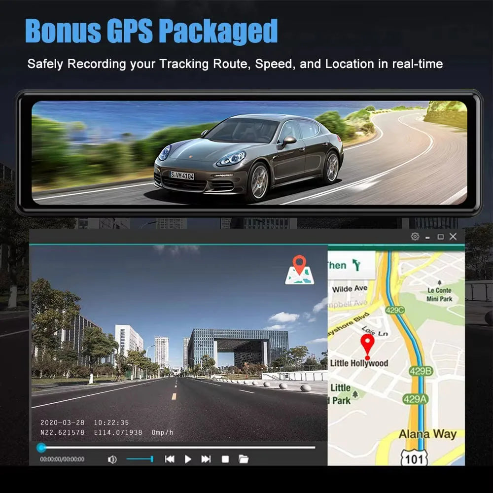 ConnectDrive Spiegel Dashcam 4K — 11,26 Zoll, Dual-Kamera, GPS und WLAN