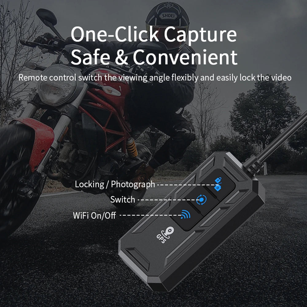 ConnectDrive Motorrad Dashcam Dual 1080P — WiFi, optional GPS, wasserdicht