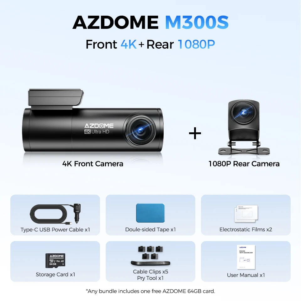 Dashcam 4K WiFi GPS ohne Bildschirm — ConnectDrive D4 Compact