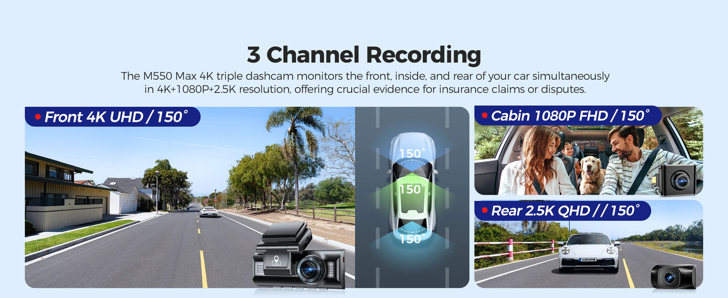 Dashcam 4K + 2K Dual mit GPS und bis zu 256 GB Speicher — ConnectDrive M550