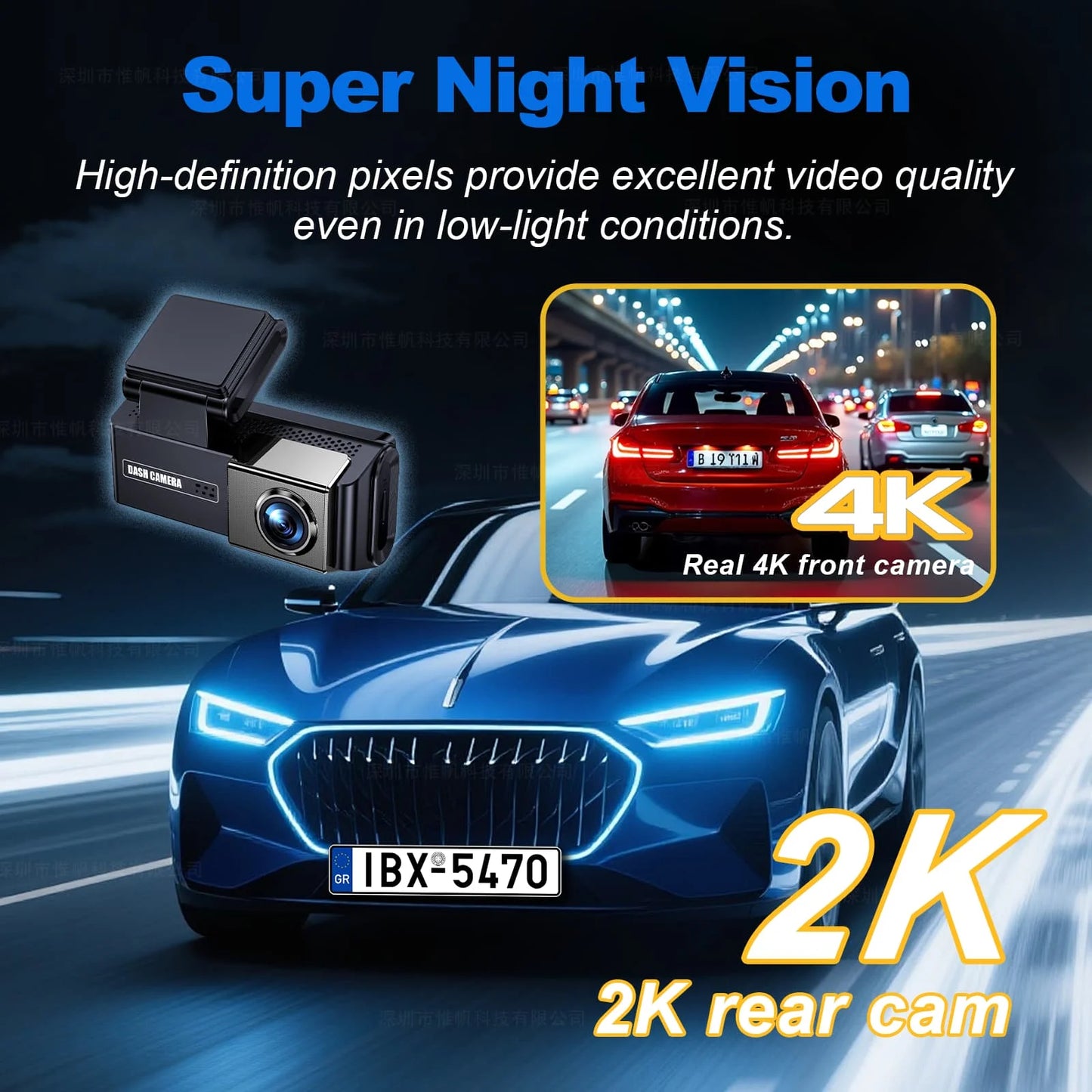 Dashcam 4K + 2K mit ADAS und GPS — ConnectDrive D4 Pro