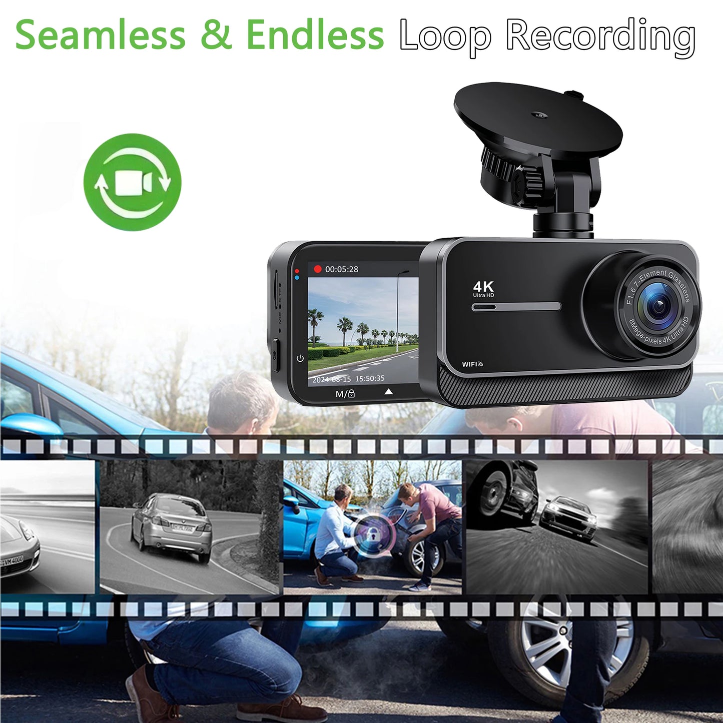 Dashcam 4K Vorne Hinten mit GPS und Parküberwachung — ConnectDrive D4