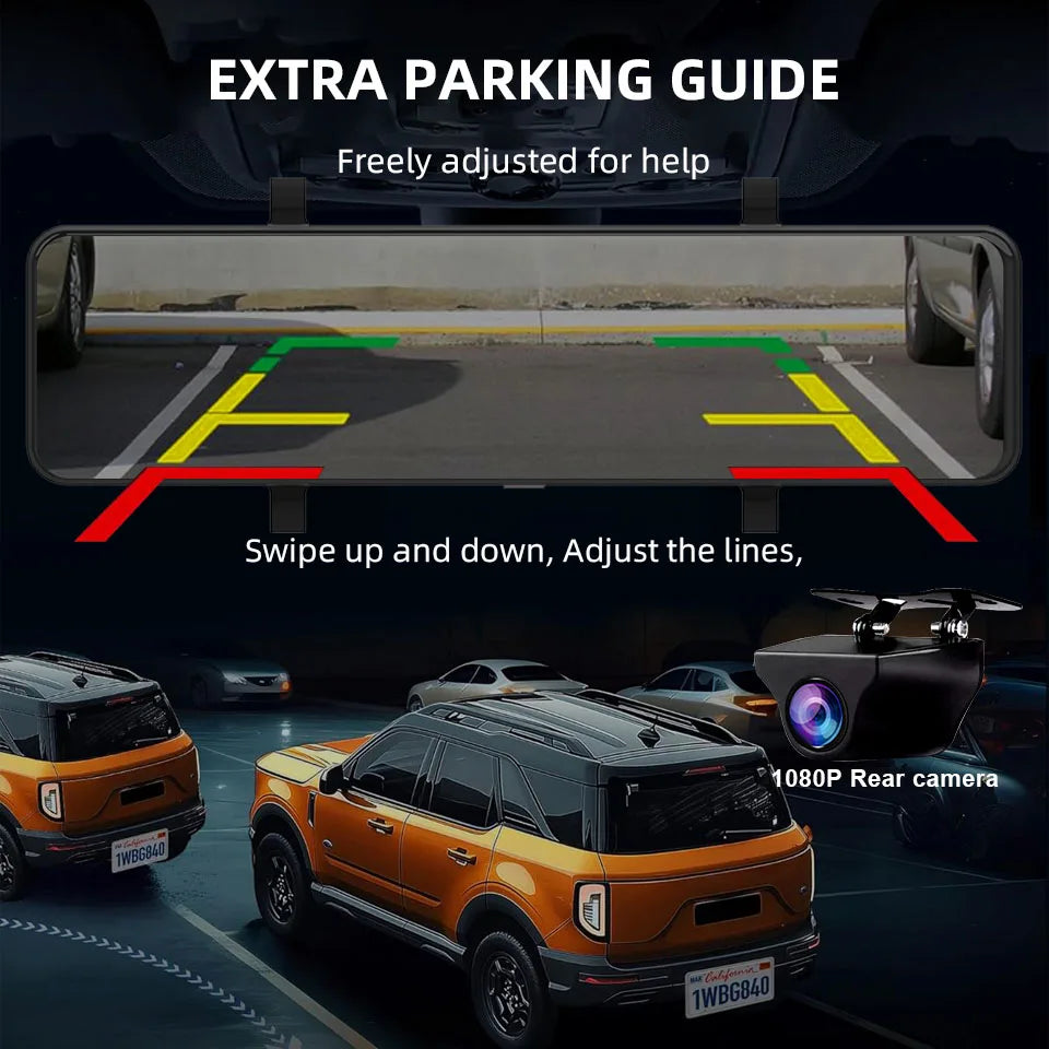 ConnectDrive Spiegel Dashcam 4K GPS — 12 Zoll, Dual-Kamera 6 m oder 10 m