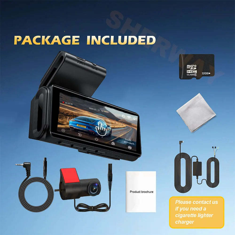 Dashcam 4K + 2K mit 4-Zoll-Touchscreen GPS WiFi — ConnectDrive D4 Touch