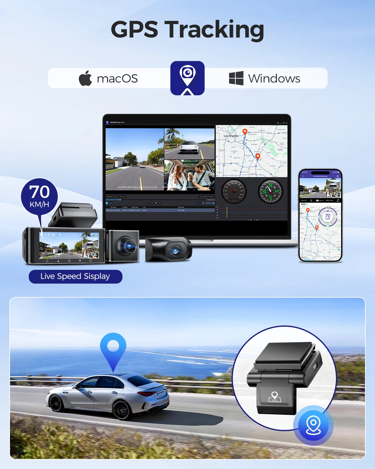 Dashcam 4K + 2K Dual mit GPS und bis zu 256 GB Speicher — ConnectDrive M550