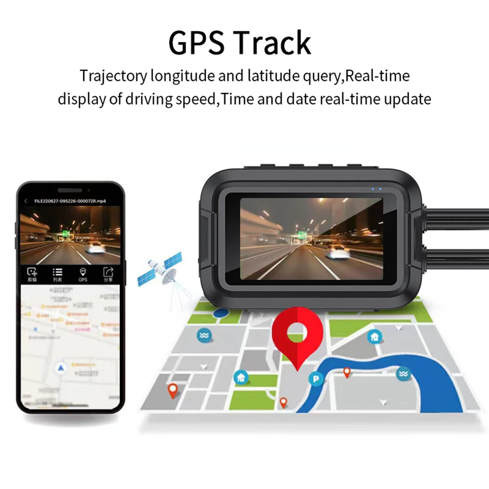 ConnectDrive Motorrad Dashcam Dual 1080P — WiFi, optional GPS, wasserdicht