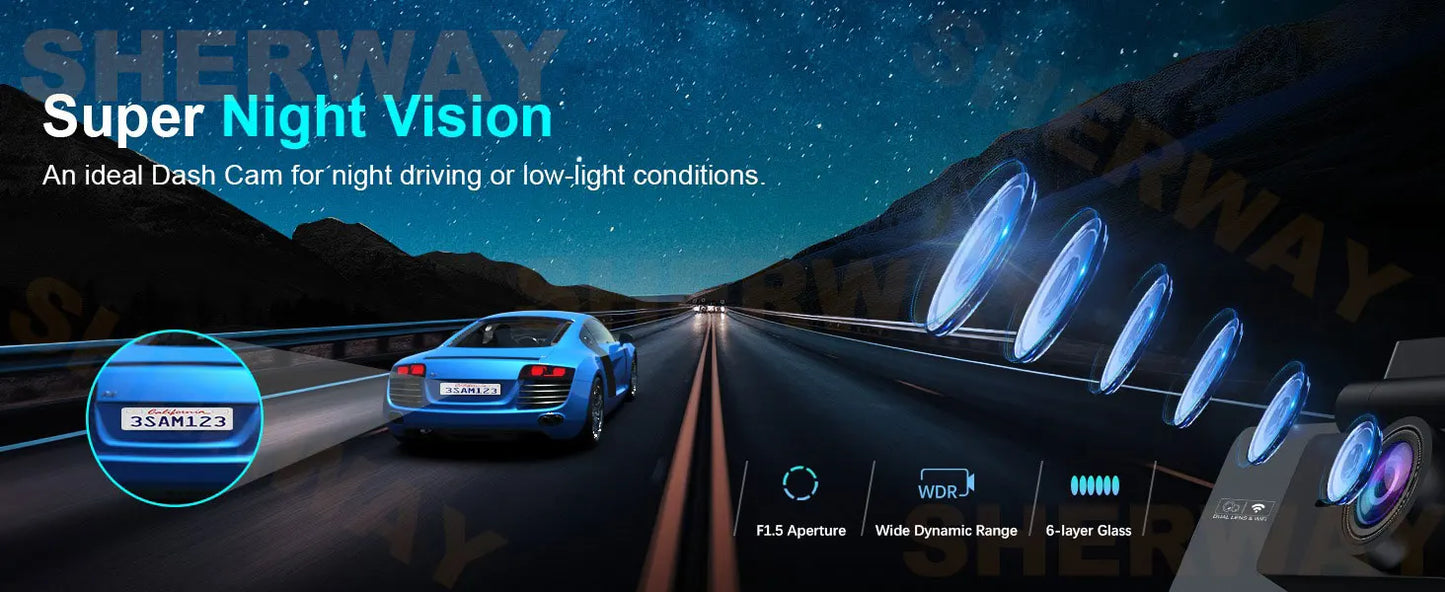 Dashcam 4K + 2K mit 4-Zoll-Touchscreen GPS WiFi — ConnectDrive D4 Touch