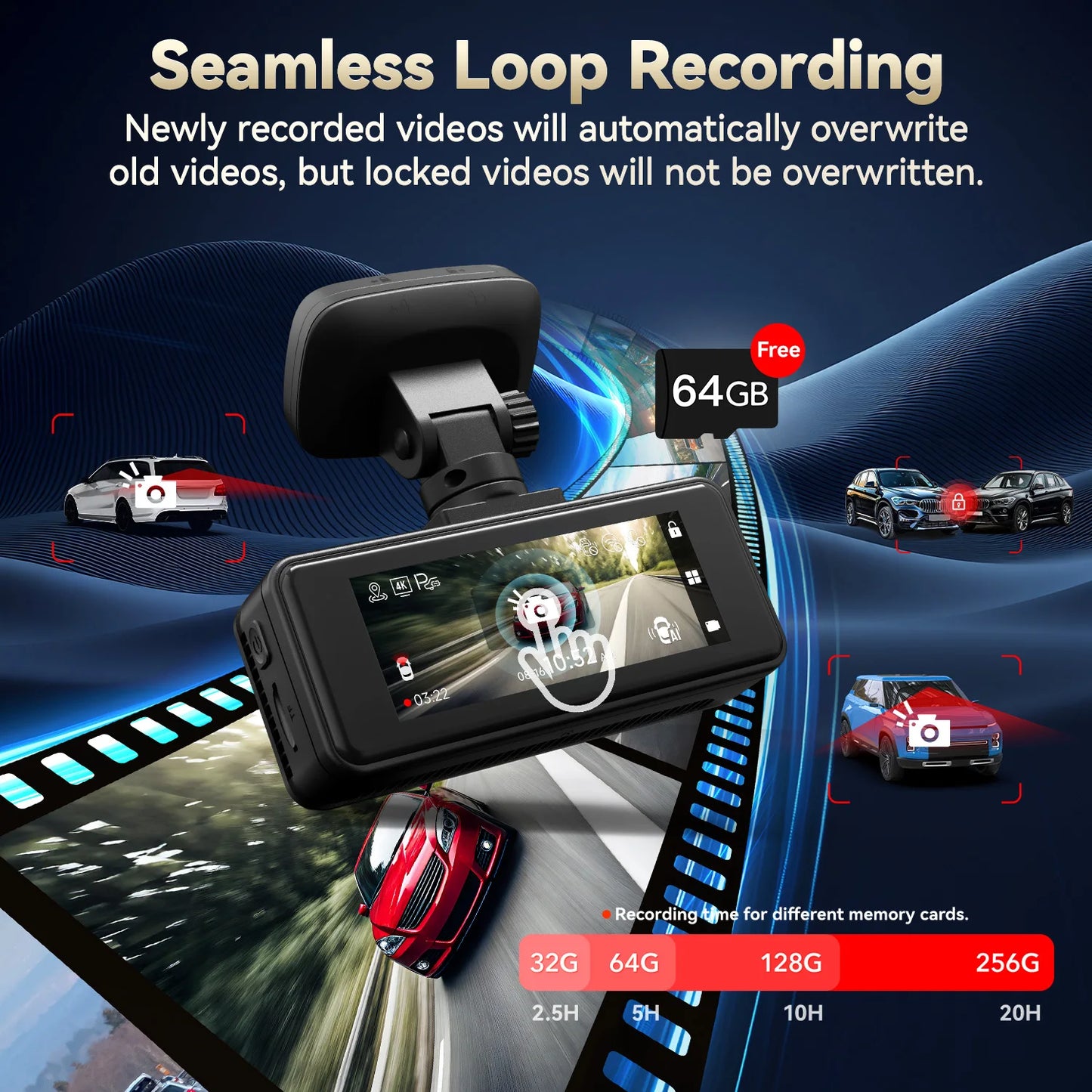 Dashcam 4K mit 5,8 GHz WiFi und Touchscreen GPS — ConnectDrive D4 Swift