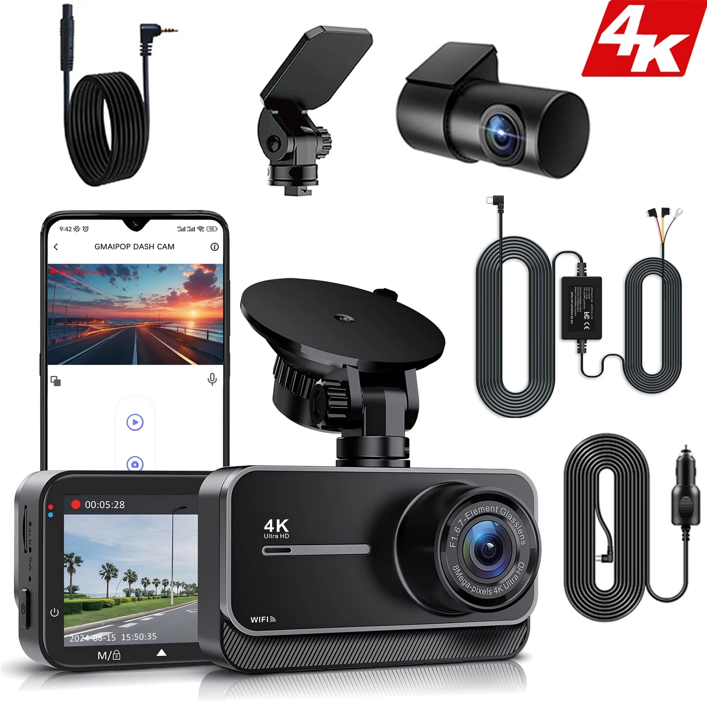 Dashcam 4K Vorne Hinten mit GPS und Parküberwachung — ConnectDrive D4