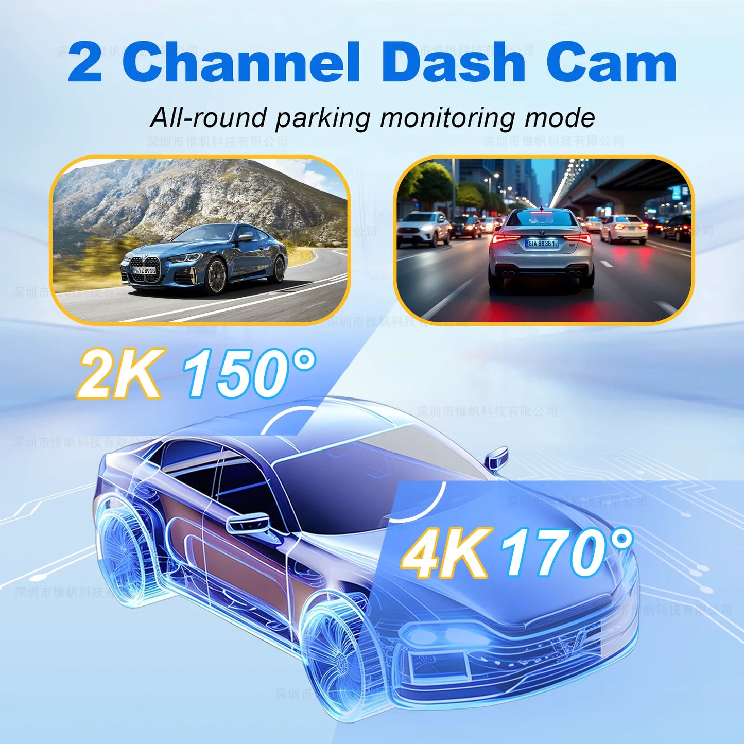 Dashcam 4K + 2K mit ADAS und GPS — ConnectDrive D4 Pro