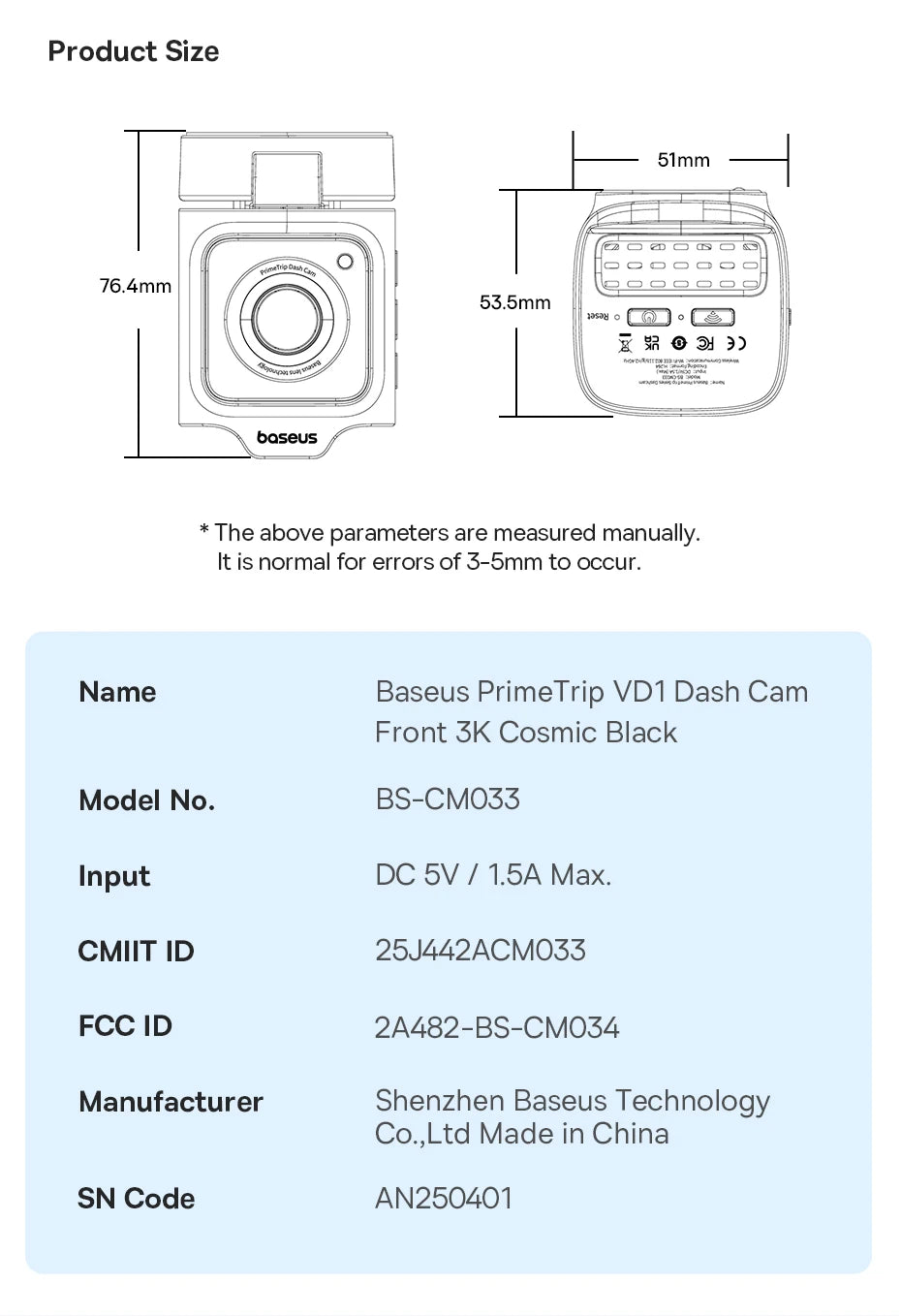 Dashcam 3K mit Superkondensator und GPS Galileo — ConnectDrive D4 Premium