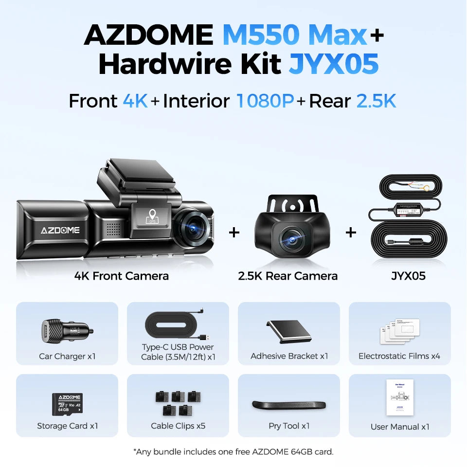 Dashcam 4K + 2K Dual mit GPS und bis zu 256 GB Speicher — ConnectDrive M550