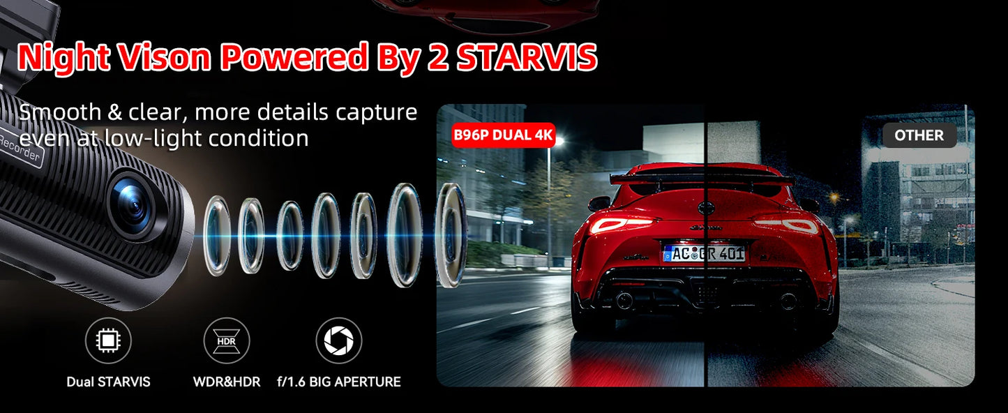 Dashcam 4K + 4K Dual — Vorne und Hinten in Ultra HD — ConnectDrive D4 Max
