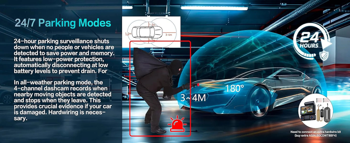 ConnectDrive 360°-Dashcam 4K 4-Kanal mit GPS — Front, Heck, Links und Rechts
