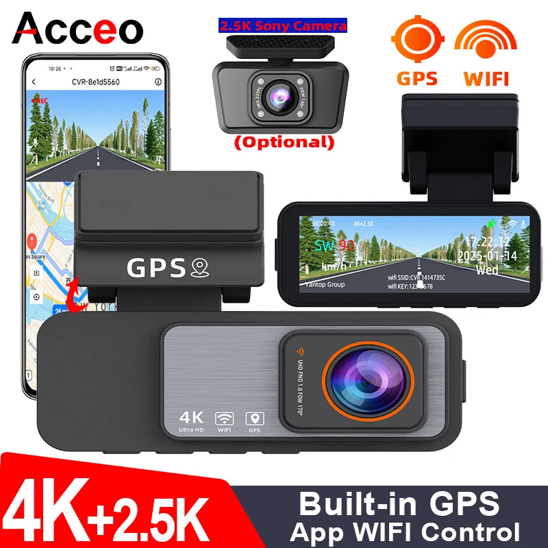 Dashcam 4K UHD + 2,5K Rückkamera mit GPS und WiFi — ConnectDrive D4 Drive