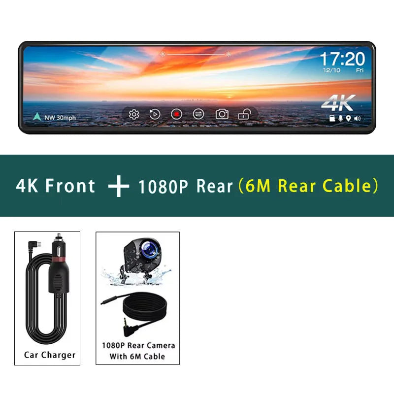 ConnectDrive Spiegel Dashcam 4K — 11,26 Zoll, Dual-Kamera, GPS und WLAN