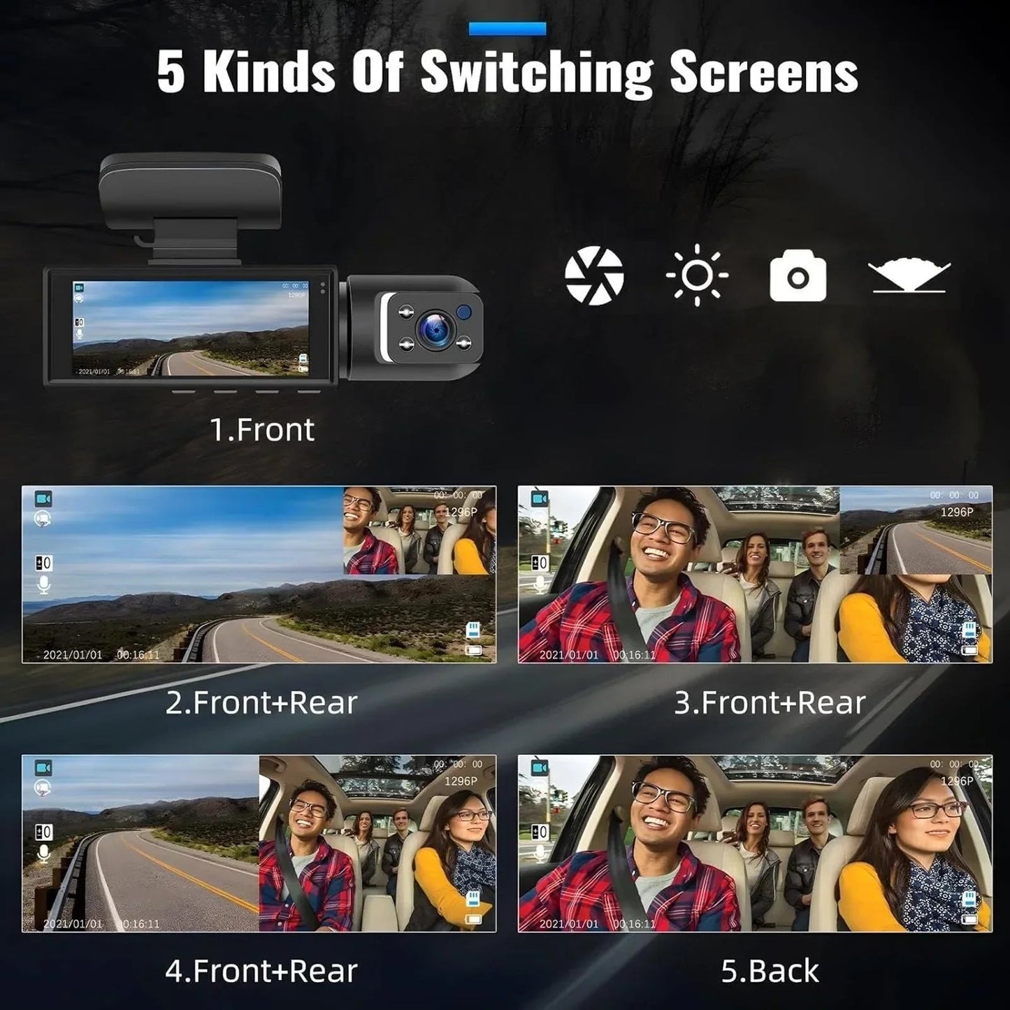 Dashcam Vorne Hinten 1080P — ConnectDrive D2 mit IR-Nachtsicht